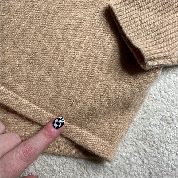 Soft Surroundings:  Tan Cashmere V-Neck Sweater - Picture 8 of 9